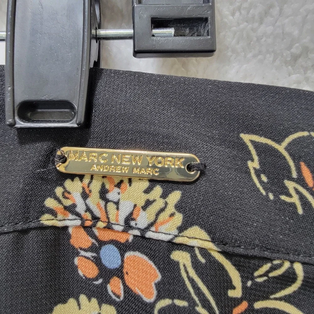 NEW Marc New York Andrew Marc Black Floral Ruffle Midi Skirt XL‎ Style M5MST283